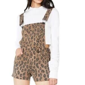 NWT! Blank NYC Catwalk Leopard Print Shortalls - Size 26
